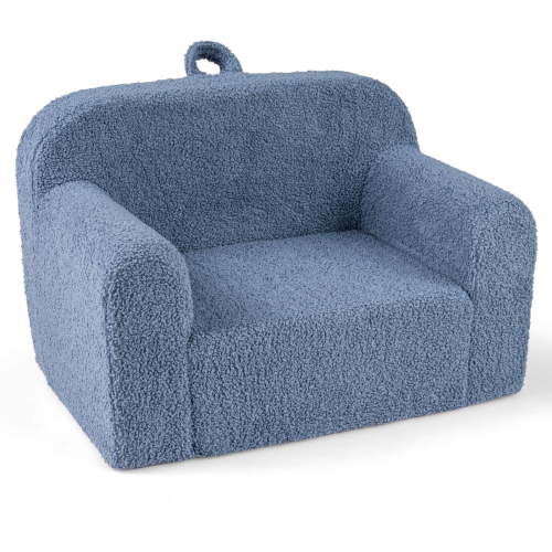 Costway Kids Couch Portable Toddler Sofa with Handle Anti-slip Base Removable Comfy Chair Blue