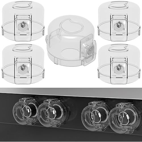 Stove Knob Safety Covers for Child Baby Proofing Kitchen Oven Knob Locks Universal Gas Burners Childproofing (5-Pack)
