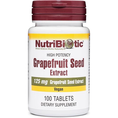 NutriBiotic – Grapefruit Seed Extract Tablets 125mg, 100 Count | Premium Grade GSE with Bioflavonoids | Potent Immune & Overall Health Support | Easy to Swallow | Vegan, Gluten Free, Non-GMO