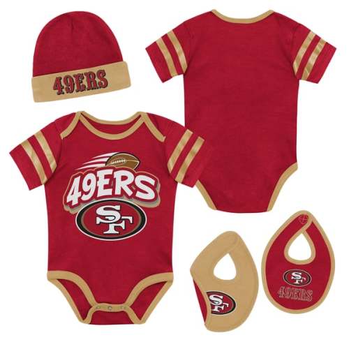 San Francisco 49ers Outerstuff Newborn Pint Prodigy Three Piece Creeper Set - Scarlet