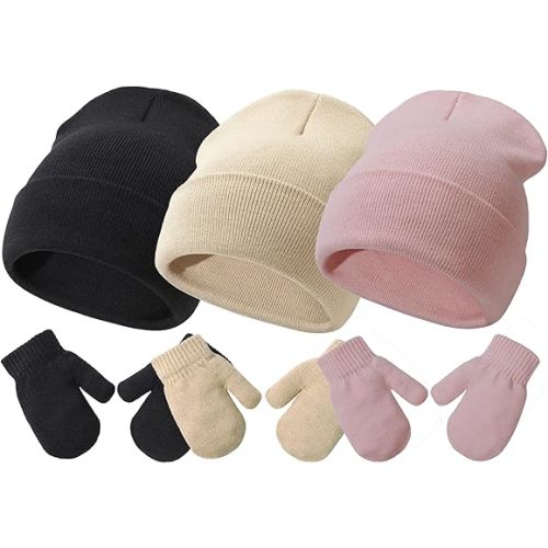 Baby Hats and Mittens Set Infant Toddler Beanie Caps Hospital Hat Set Newborn Gloves for Baby Boys Girls