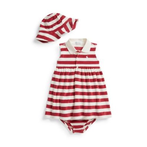 Baby Girls Striped Terry Polo Dress, Hat & Bloomer