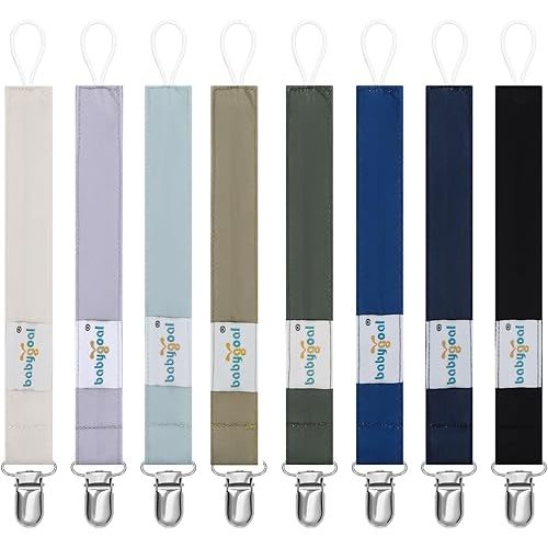 babygoal Baby Neutral Pacifier Clips, 8 Pack Binky Paci Holder Clip for Babies Boys and Girls Fits Most Pacifiers and Binkies