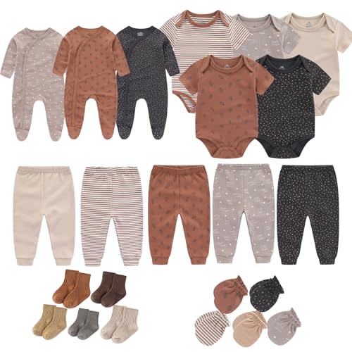 ZAVBABY Baby Girls Boys Layette Gift Set 23 Piece New Born Bodysuits 100% Cotton Clothes Unisex Outfit
