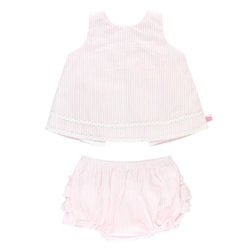 RuffleButts Baby/Toddler Girls Swing - Top & Bloomer Set Baby Girl Outfit | Cotton Blend Fabric, Striped Pattern, 2-Piece Design, Straight Fit, Machine Washable, Spring Wear
