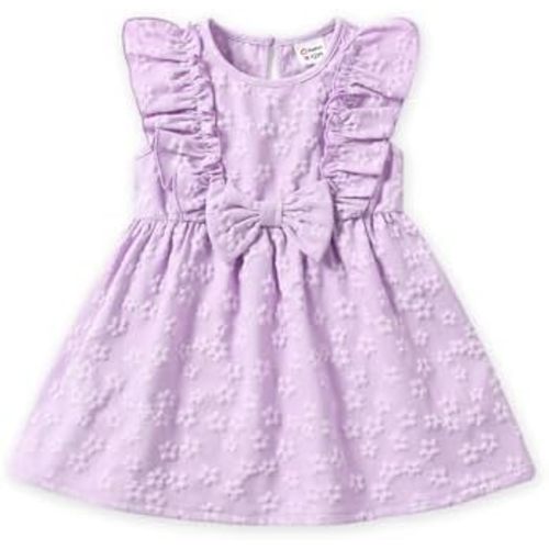 PATPAT Toddler Baby Girls Summer Dresses Spring Clothes Flower Sundress Ruffle Sleeve Bowknot 3-24 Months