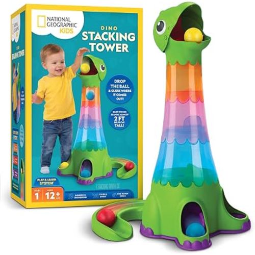 National Geographic Kids Dinosaur Ball Drop Stacking Tower for Toddlers