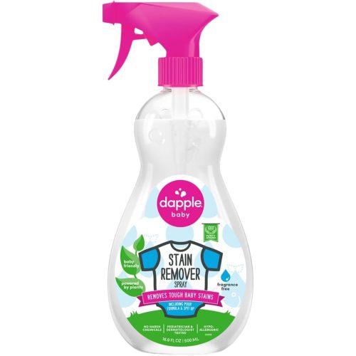 Dapple Baby Stain Remover Spray - 16.9 fl oz Bottle - Fragrance-Free, Plant-Powered & Hypoallergenic - Baby Stain Remover Cleaning Spray for Cloth Diapers and Clothes