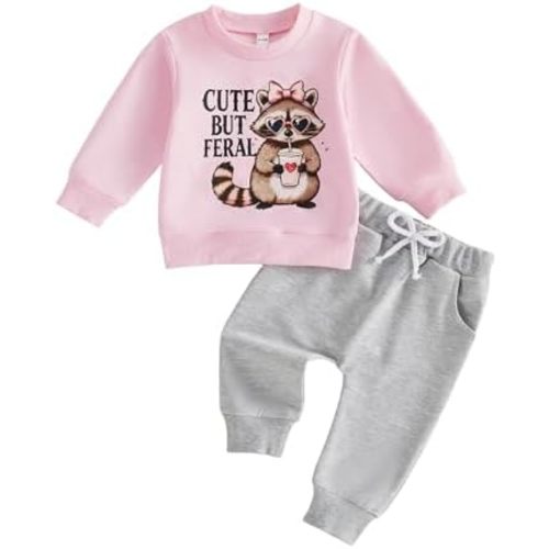 Sejardin Baby Girl Fall Winter Outfit Infant Letter Print Long Sleeve Sweatshirt and Jogger Pants 6 12 18 24M 2T Girl Clothes