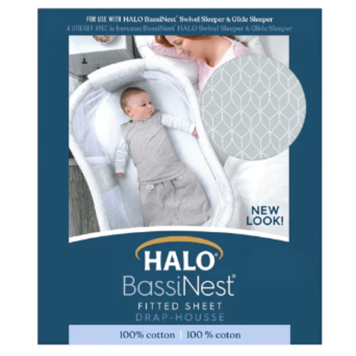 HALO - BassiNest Fitted Sheet 100% Cotton | Morning Mist - Gray