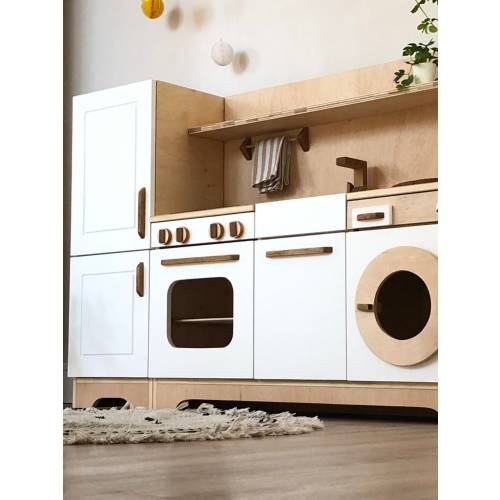 Solid Wood Montessori Play Kitchen – Heirloom Quality, Dishwasher, Oven, Accessories | Multi-generational toy for years