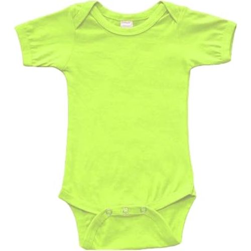 Monag Short Sleeve Neon Baby Bodysuit, High Visibility Neon Green Baby Onepiece, Bright Yellow Baby Bodysuit