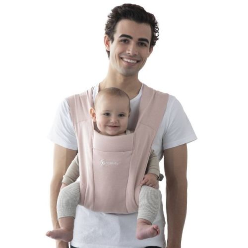 Ergobaby Embrace Cozy Knit Newborn Carrier - Blush Pink: Infant Buckle Closure, Head Support, Spandex Blend