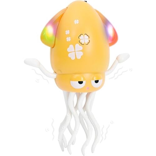 TheClouds Dancing Octopus Toy,for 12-18 Months Old Boy Girl Electric Crawling Octopus,Rechargeable Dancing Squid Tummy Time Toy for 2 3 4 5 Year Old Kids Boy Girl Birthday Gifts,(Yellow)