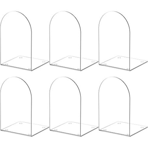Acrylic Bookends 6 Pieces, Book Ends for Shelves, Clear Bookends for Shelves, Transparent Book Organizer for Desktop, Shlef Book Stopper for Home Office