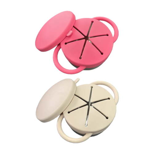Pack of 2 Stainless Steel Childrens Snacks Container Leak Resistant Silicone Top Handle
