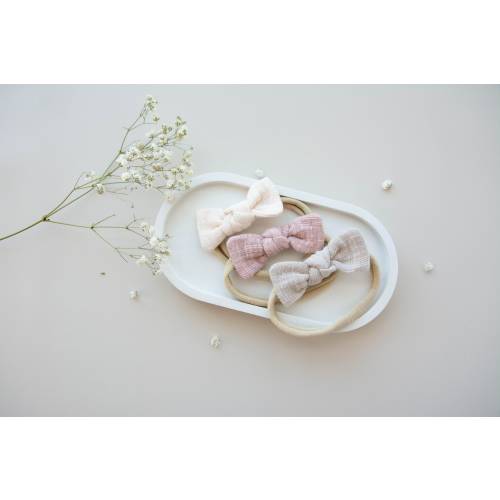 Linen Knot Bows, Newborn Baby Bows, Nylon Baby Headband, Baby Knot Headband,  Knot Bow, Mini Knot Bow, Neutral Bow