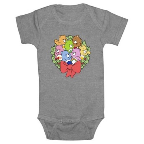 Infant's Care Bears Christmas Wreath Bear Group  Bodysuit - Athletic Heather - 24 Months
