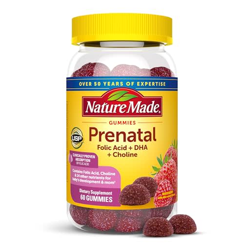Nature Made Prenatal Gummies with DHA and Folic Acid, Prenatal Vitamin and Mineral Supplement for Daily Nutritional Support, 60 Gummies, 30 Day Supply
