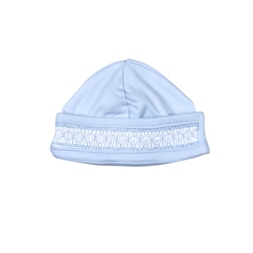 BBB-115 Blue Pima Hand Smocked Beanie