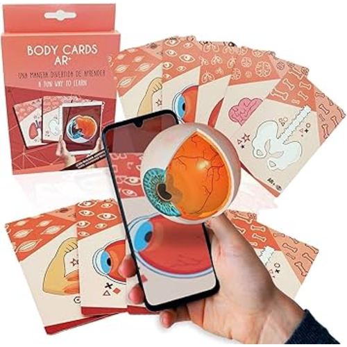 Anatomy Flash Cards, with Augmented Reality App Included, Body Parts, English and Spanish, Learning Tool for Kids, School, Homeschool, Learning Toy