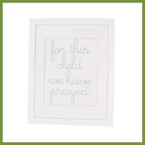 Custom Embroidered For This Child We Have Prayed Blue Wall Art 8x10 Boy Nursery Decor