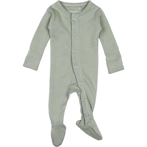 L'ovedbaby Unisex Baby Organic Cotton Snap Footie, GOTS Certified, Long Sleeve Sleep Play Footed Pajamas, Mitten Cuffs Grips