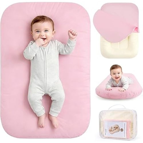 Baby 0–24 Months Lounger Infant Lounger & Portable Rest Pod – Super Soft, Waterproof, Machine Washable – Safe Baby Nest for Supervised Play & Relaxation (Pink)