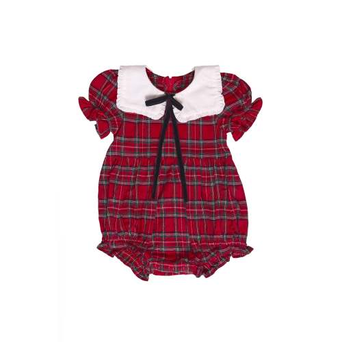Baby Emery Romper in Crimson Plaid