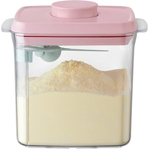 Ankou Formula Container - 1700ml Airtight Formula Dispenser One Button Handy Milk Powder Container BPA-Free Storage Containers with Scoop and Scraper Transparent 730g