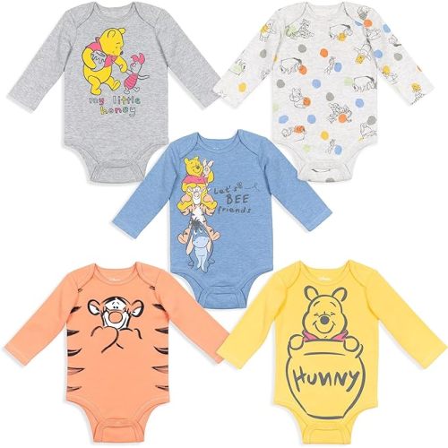 Disney Lion King Winnie the Pooh Nightmare Before Christmas Mickey Mouse Baby 5 Pack Bodysuits Newborn to Infant