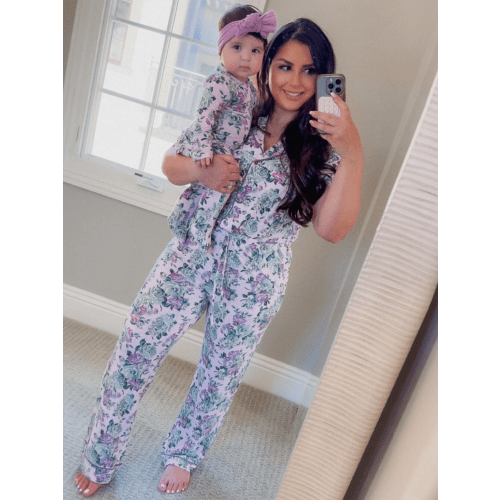 Women's Short Sleeve Lounge Set, Blissful Blossoms
