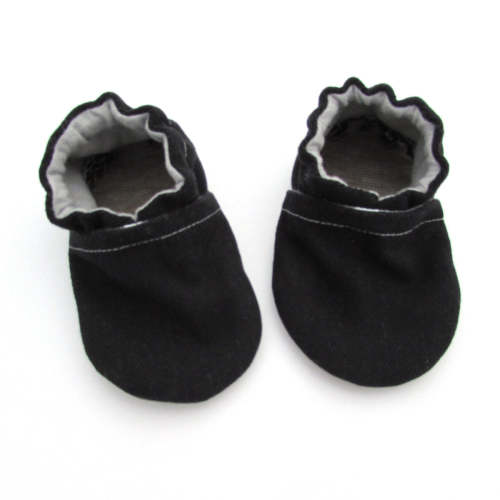 Black Brushed Denim Baby Shoes - SOFT SOLES - Crib Shoes - Walker Shoes | Cabooties - Cabooties Company