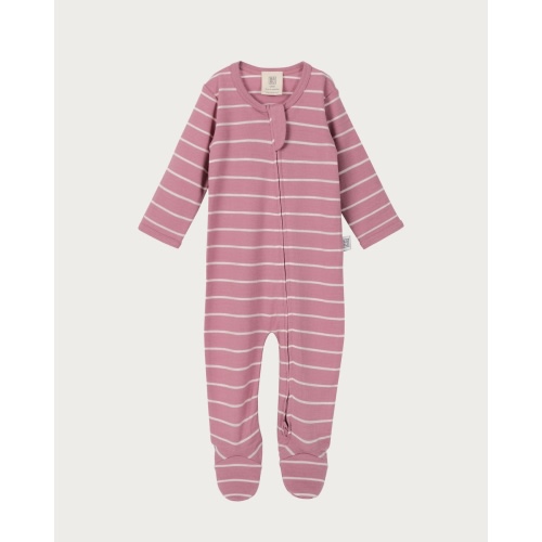 Babu Merino Footed Onesie Zipsuit - Blossom Stripe