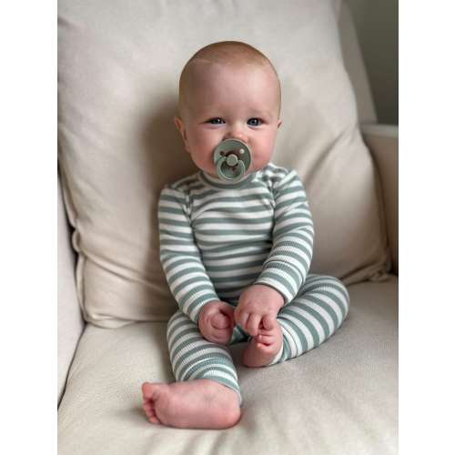 Gender Neutral Baby Clothes | Sage Lounge Set | Newborn Baby Outfit | Ribbed Sleeper | Striped Baby Outfit | Gender Neutral Ribbed Clothing
