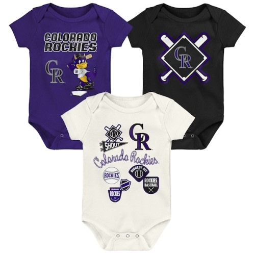 Newborn Colorado Rockies Outerstuff Home Plate 3-Piece Creeper Set