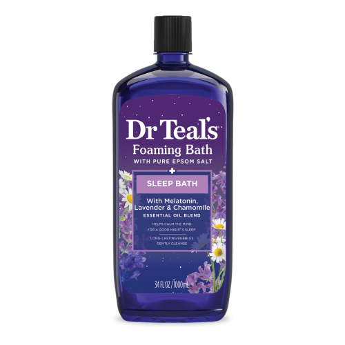 Dr Teal's Foaming Bath, Sleep Bath with Melatonin, Lavender & Chamomile Essential Oils, 34 fl oz.