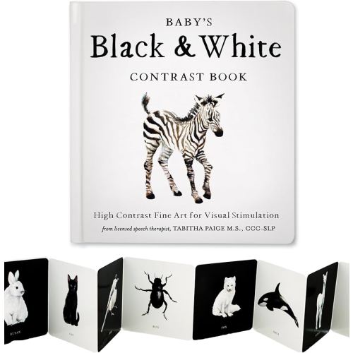 Baby's Black and White Contrast Book: High-Contrast Art for Visual Stimulation at Tummy Time (Tabitha Paige Children's Book Series)