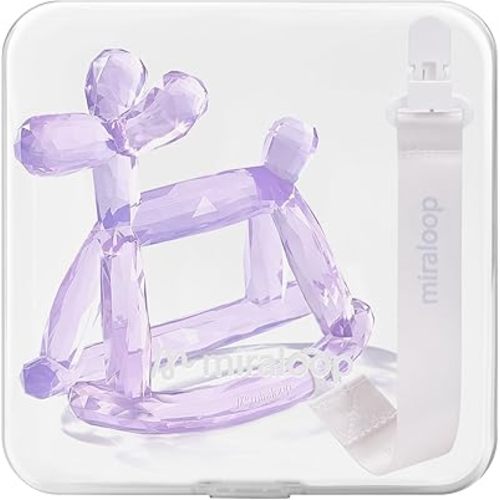 Crystal Jelly Baby Teether – Teething Toys 3-6 Months Food Grade Silicone Teether with Storage Box and Pacifier Clip, Safe for Babies (Amethyt Clip+Box)