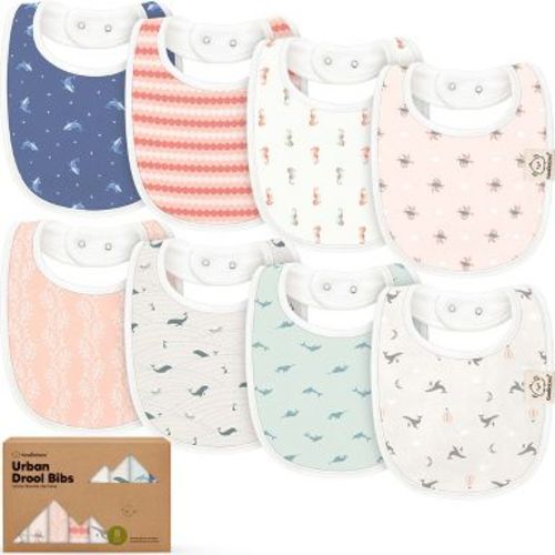 KeaBabies 8pk Organic Baby Bibs for Boy, Baby Drool Bib for Toddler Boys, Girls, Newborn Baby Teething Bibs (Marine Muse)