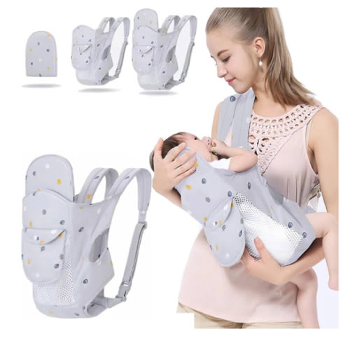 4-in-1 Baby Carrier Newborn to Toddler, Soft Baby Wrap Carrier for Newborn,Shoulder Strap Grid Breathable Infant Sling,Carrier Toddler Carrier Baby Wraps Carrier forGirl and Boy 8-45 lbs（Grey）