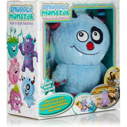 Continuum Games Snuggle Monster - Hide and Seek Bedtime Plush Toy and Book - Blue