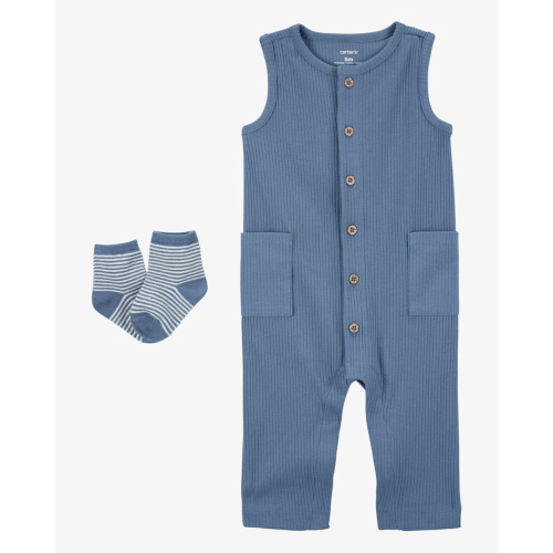 2-Piece Jumpsuit & Socks Set - 6M
