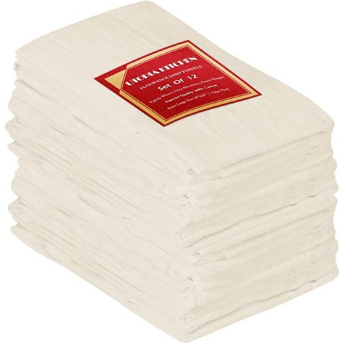 Utopia Kitchen Natural Flour Sack Towels [12 Pack - 28 x 28 Inch] 100% Cotton Tea Towels for Cleaning & Drying - Highly Absorbent Kitchen Dish Cloth