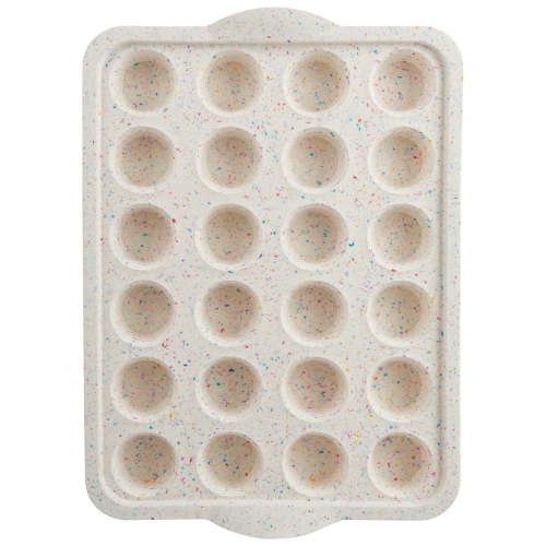 Trudeau Structured Silicone 24 Count Mini Muffin Pan, Multi-Color Confetti, Dishwasher Safe