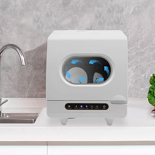 800W Mini Portable Countertop Dishwasher, 5 Liter Built-in Tank, Multiple Wash Modes, 161.6℉ Hot Air Drying, Compact Design for Home, Apartment, RV
