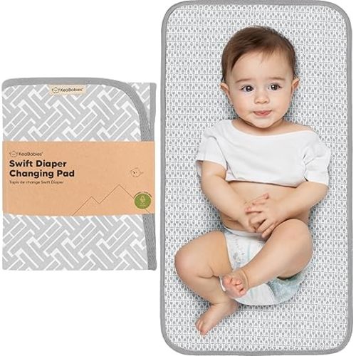 KeaBabies Portable Diaper Changing Pad, Easy Wipe Clean, 25x13 (Woods) | Foldable Waterproof Baby Changing Mat for Diaper Bag, Compact, Lightweight, Newborn, Infant, Baby Changer Travel Essential
