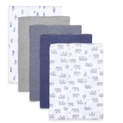 Wandering Elephants Organic Baby Burp Cloth 5 Pack