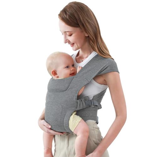 Newborn Carrier, Cozy Baby Carrier, Ergonomic Cross-Back Wrap, Hands-Free with Supportive Comfort, Light Grey