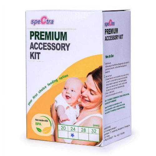 Spectra Baby USA - Authentic Premium Accessory Kit - (Medium / 24mm) - (INCLUDES 1 of each accessory) Replacement Parts for 9 Plus, S2, S1, M1 Breast Pumps, BPA/DEHP Free